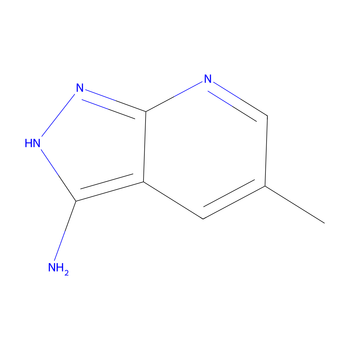 5-Methyl-1H-pyrazolo[3,4-b]pyridin-3-amine molecular structure, CAS 1256836-46-0