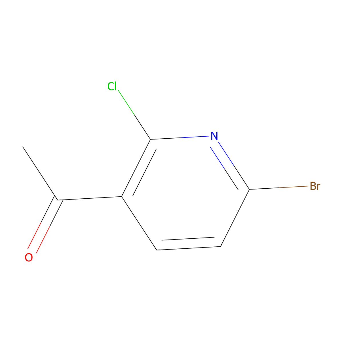 1-(6-Bromo-2-chloropyridin-3-yl)ethanone molecular structure, CAS 1256836-49-3