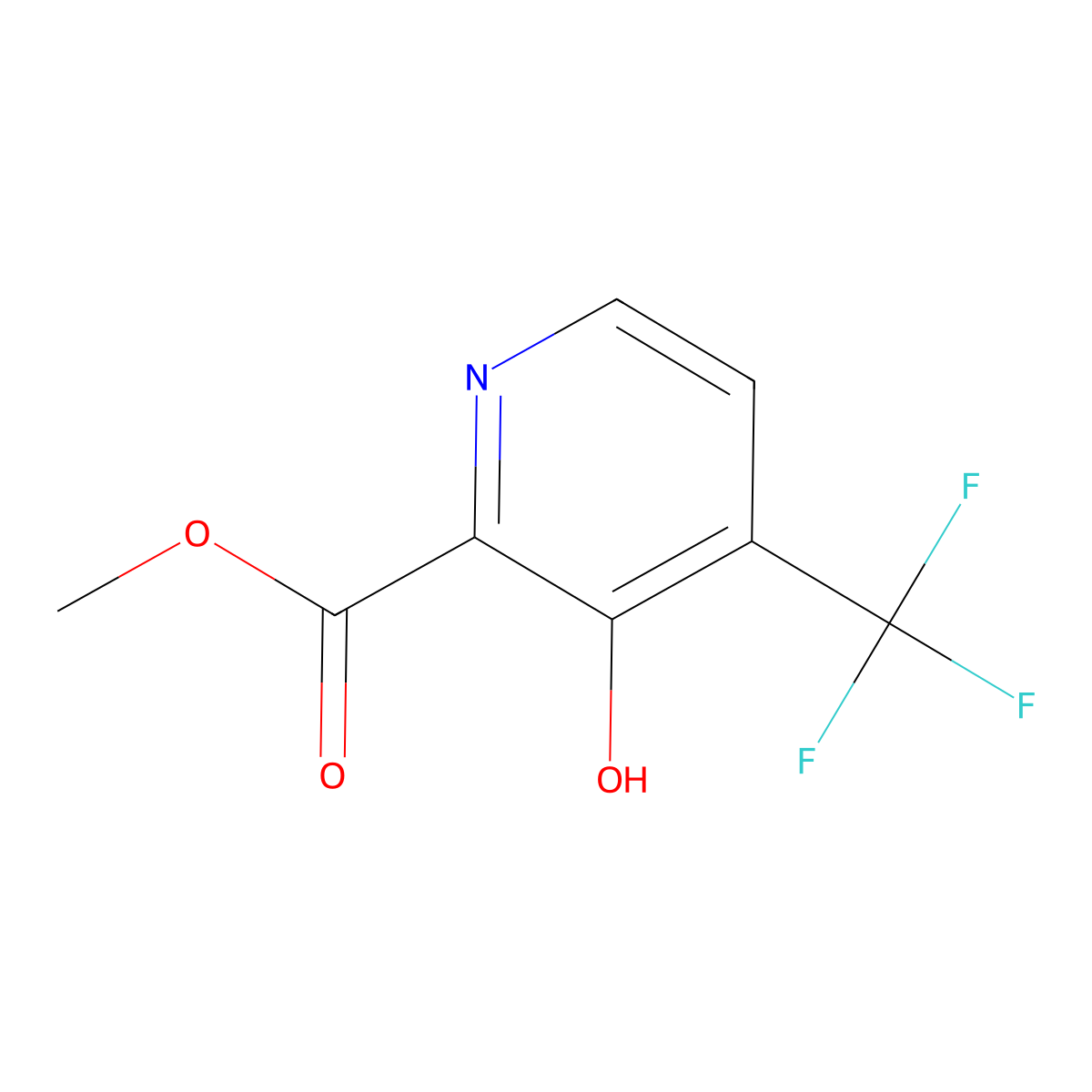 Methyl 3-hydroxy-4-(trifluoromethyl)pyridine-2-carboxylate molecular structure, CAS 1256836-97-1