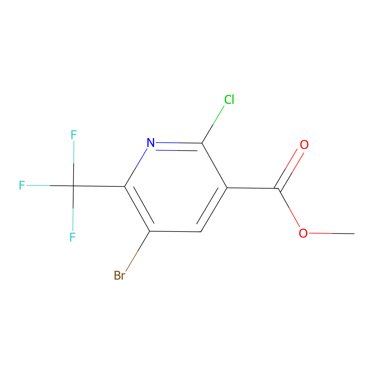 Methyl 5-bromo-2-chloro-6-(trifluoromethyl)pyridine-3-carboxylate molecular structure, CAS 1256837-19-0