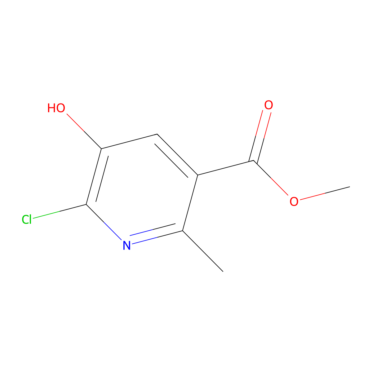 Methyl 6-chloro-5-hydroxy-2-methylnicotinate molecular structure, CAS 1256837-25-8