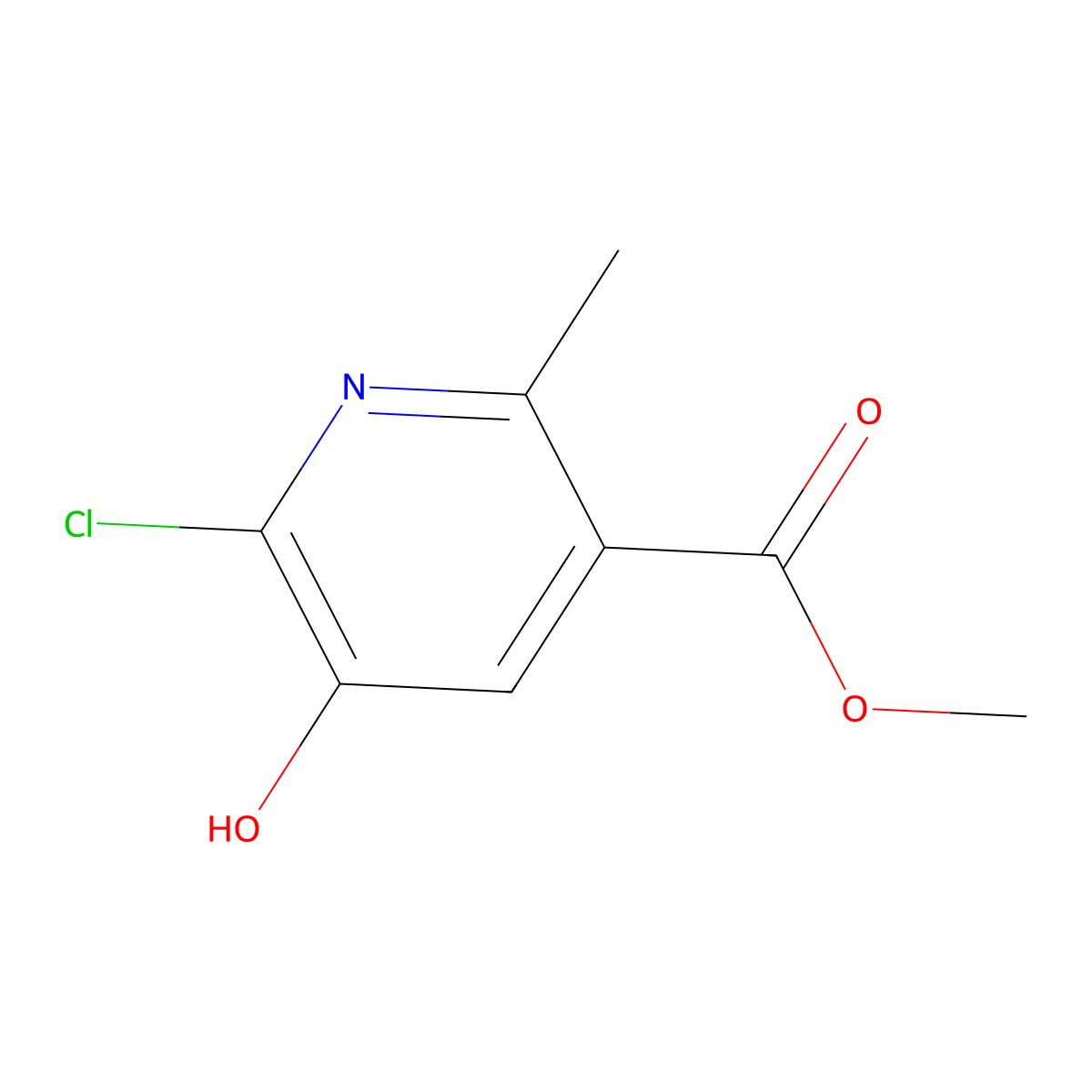 Methyl 6-chloro-5-hydroxy-2-methylnicotinate molecular structure, CAS 1256837-25-8