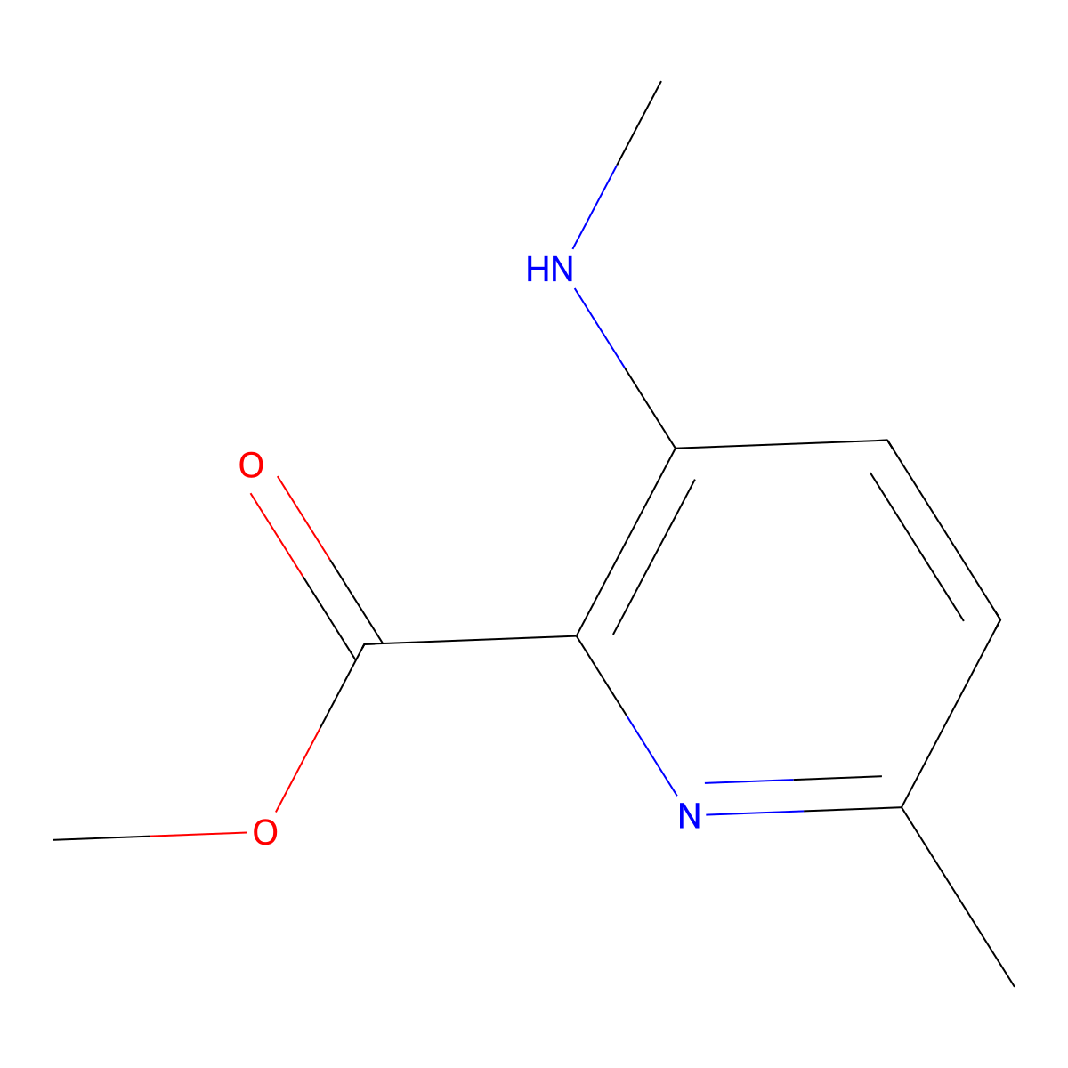 Methyl 6-methyl-3-(methylamino)picolinate molecular structure, CAS 1256837-36-1