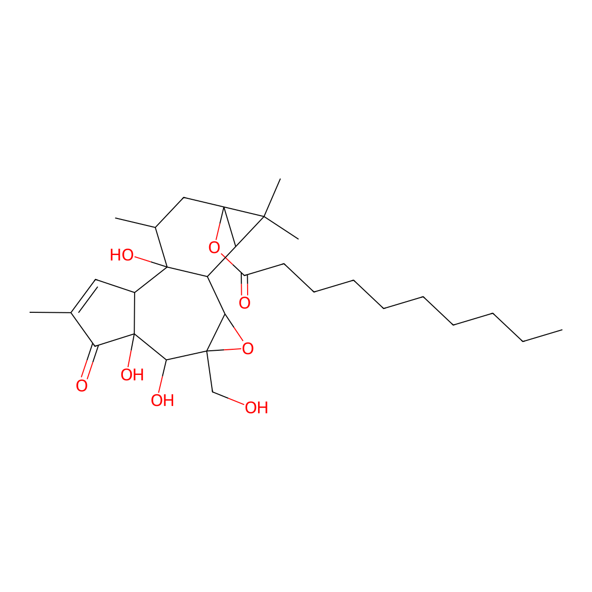rel-6alpha,7alpha-Epoxy-5beta-hydroxy-12-deoxyphorbol-13-decanoate molecular structure, CAS 1256844-45-7