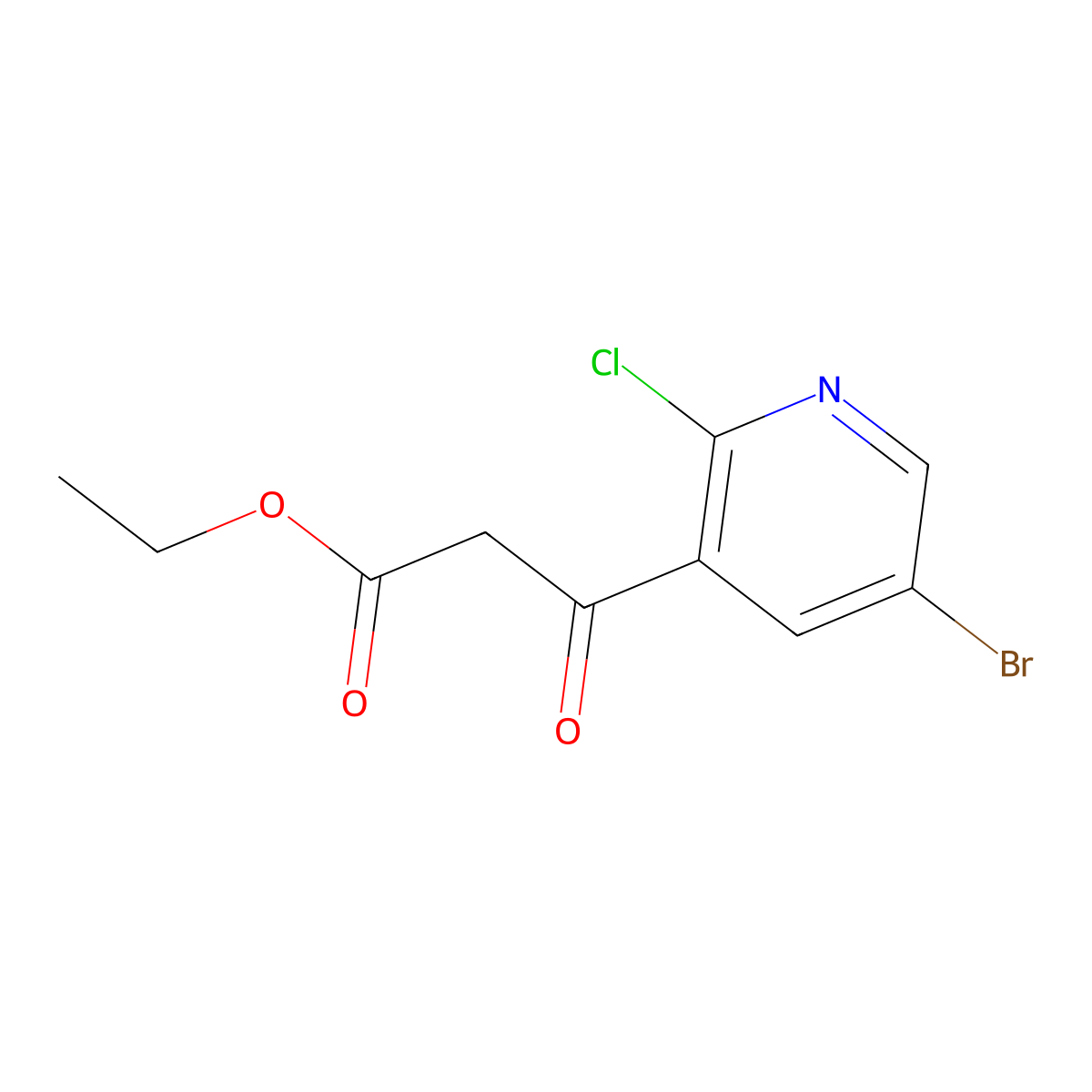 Ethyl 3-(5-bromo-2-chloropyridin-3-yl)-3-oxopropanoate molecular structure, CAS 1256913-18-4