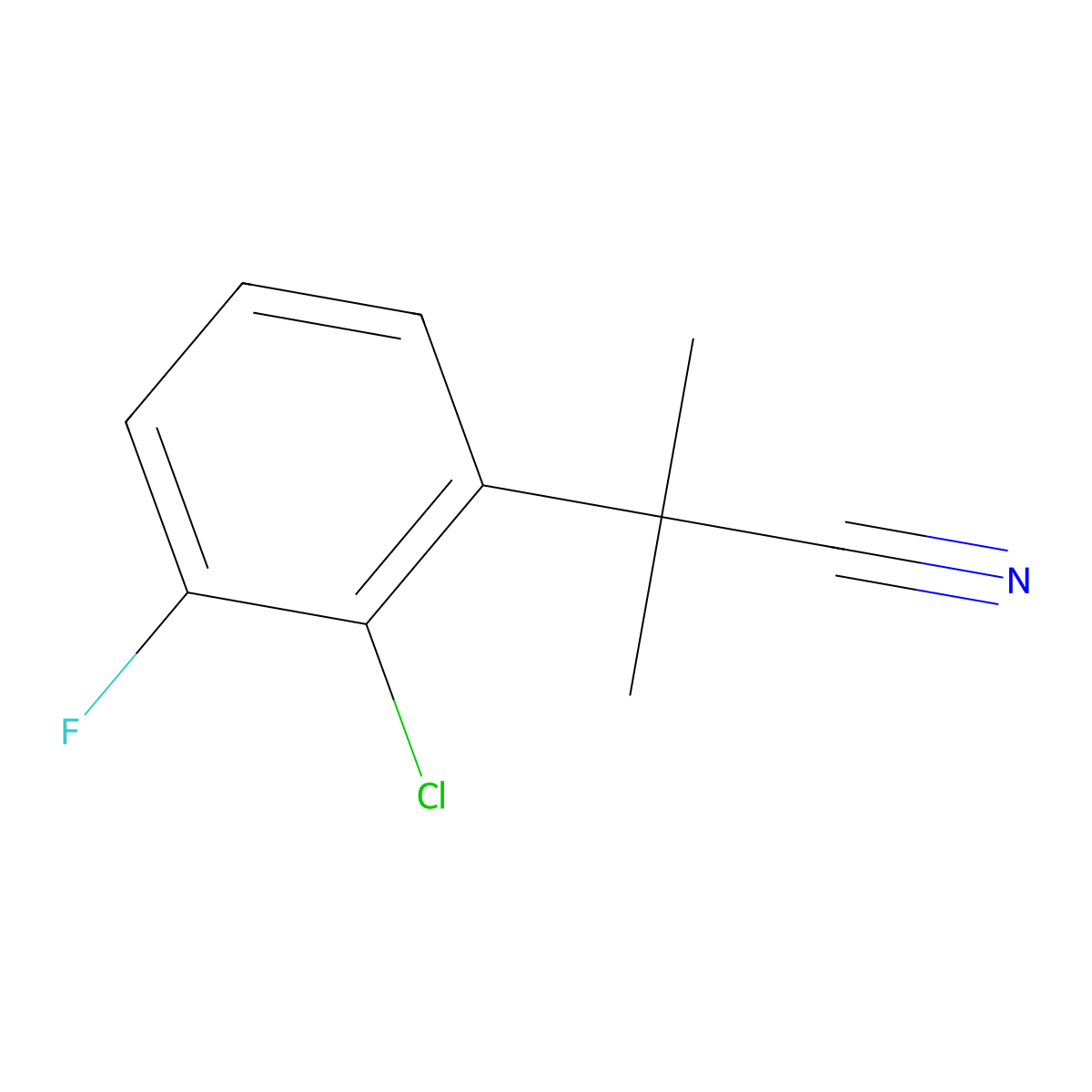 2-(2-Chloro-3-fluorophenyl)-2-methylpropanenitrile molecular structure, CAS 1256918-64-5
