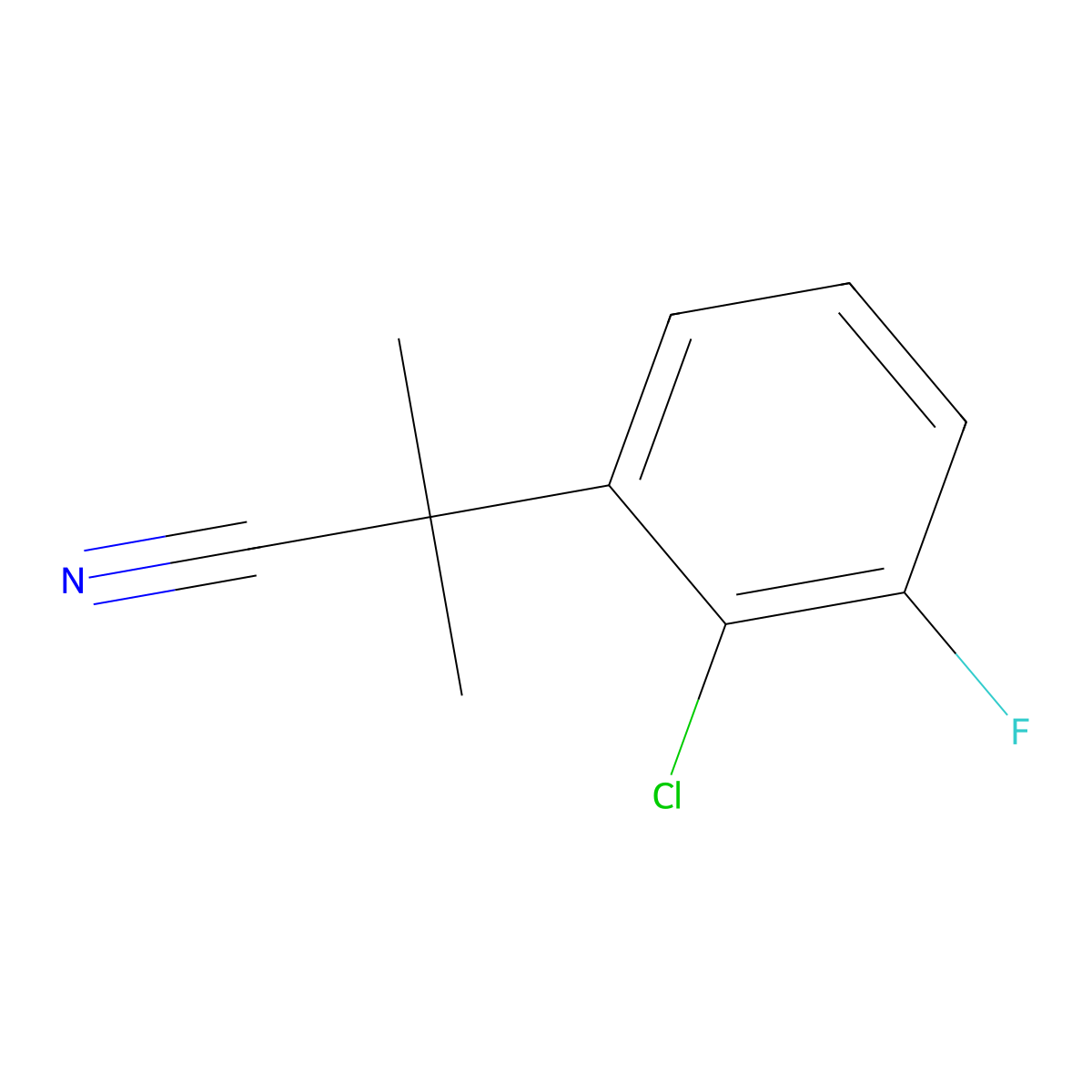 2-(2-Chloro-3-fluorophenyl)-2-methylpropanenitrile molecular structure, CAS 1256918-64-5