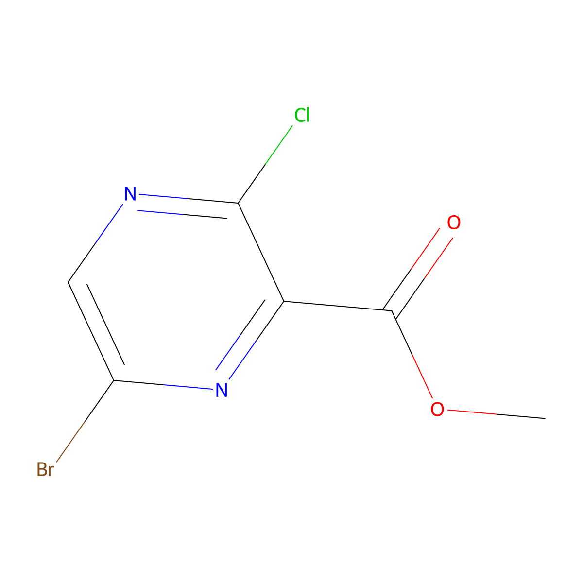 Methyl 6-bromo-3-chloropyrazine-2-carboxylate molecular structure, CAS 1256921-67-1