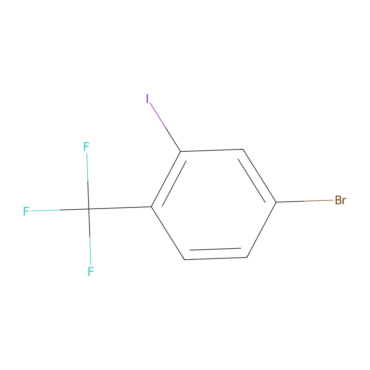4-Bromo-2-iodo-1-(trifluoromethyl)benzene molecular structure, CAS 1256945-00-2