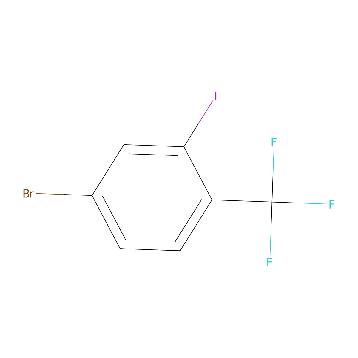 4-Bromo-2-iodo-1-(trifluoromethyl)benzene molecular structure, CAS 1256945-00-2