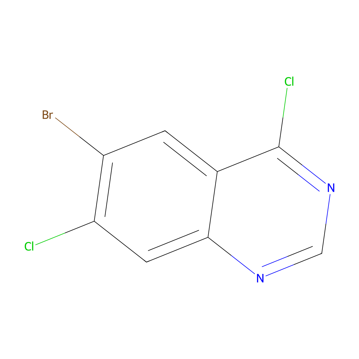 6-Bromo-4,7-dichloroquinazoline molecular structure, CAS 1256955-32-4