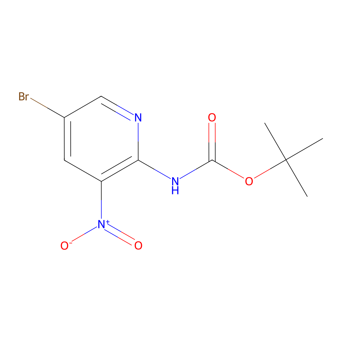 Tert-butyl 5-bromo-3-nitropyridin-2-ylcarbamate molecular structure, CAS 1256957-67-1