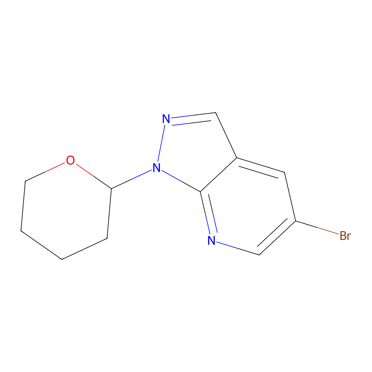 5-bromo-1-(tetrahydro-2H-pyran-2-yl)-1H-pyrazolo[3,4-b]pyridine molecular structure, CAS 1256957-72-8