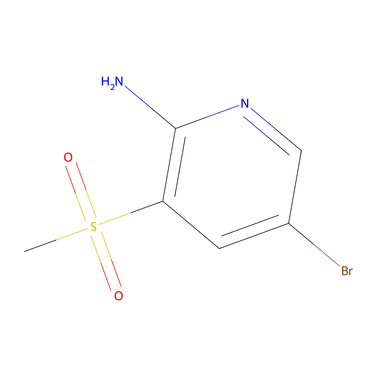 5-Bromo-3-methanesulfonylpyridin-2-amine molecular structure, CAS 1256957-75-1