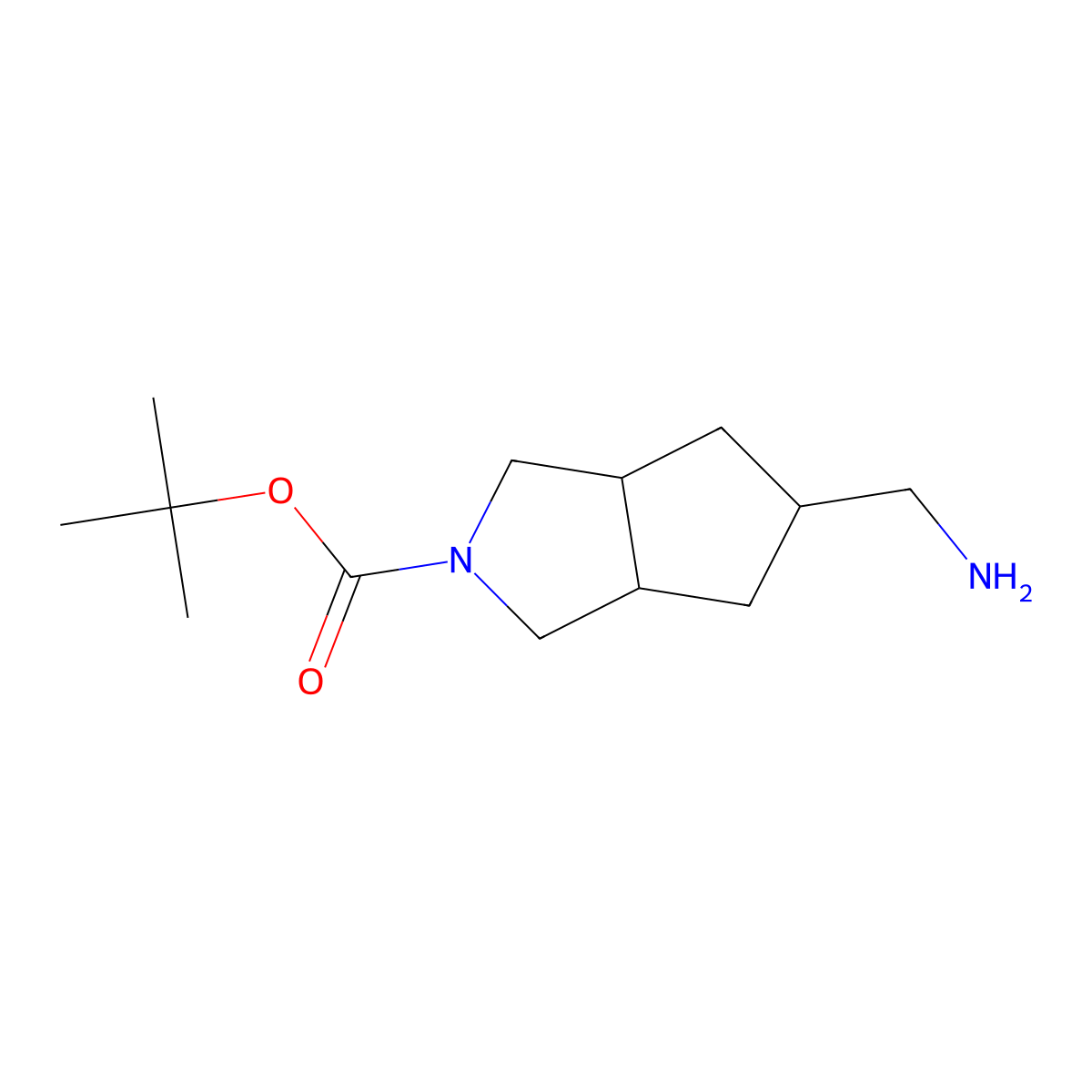Tert-butyl 5-(aminomethyl)hexahydrocyclopenta[C]pyrrole-2(1H)-carboxylate molecular structure, CAS 1256958-47-0
