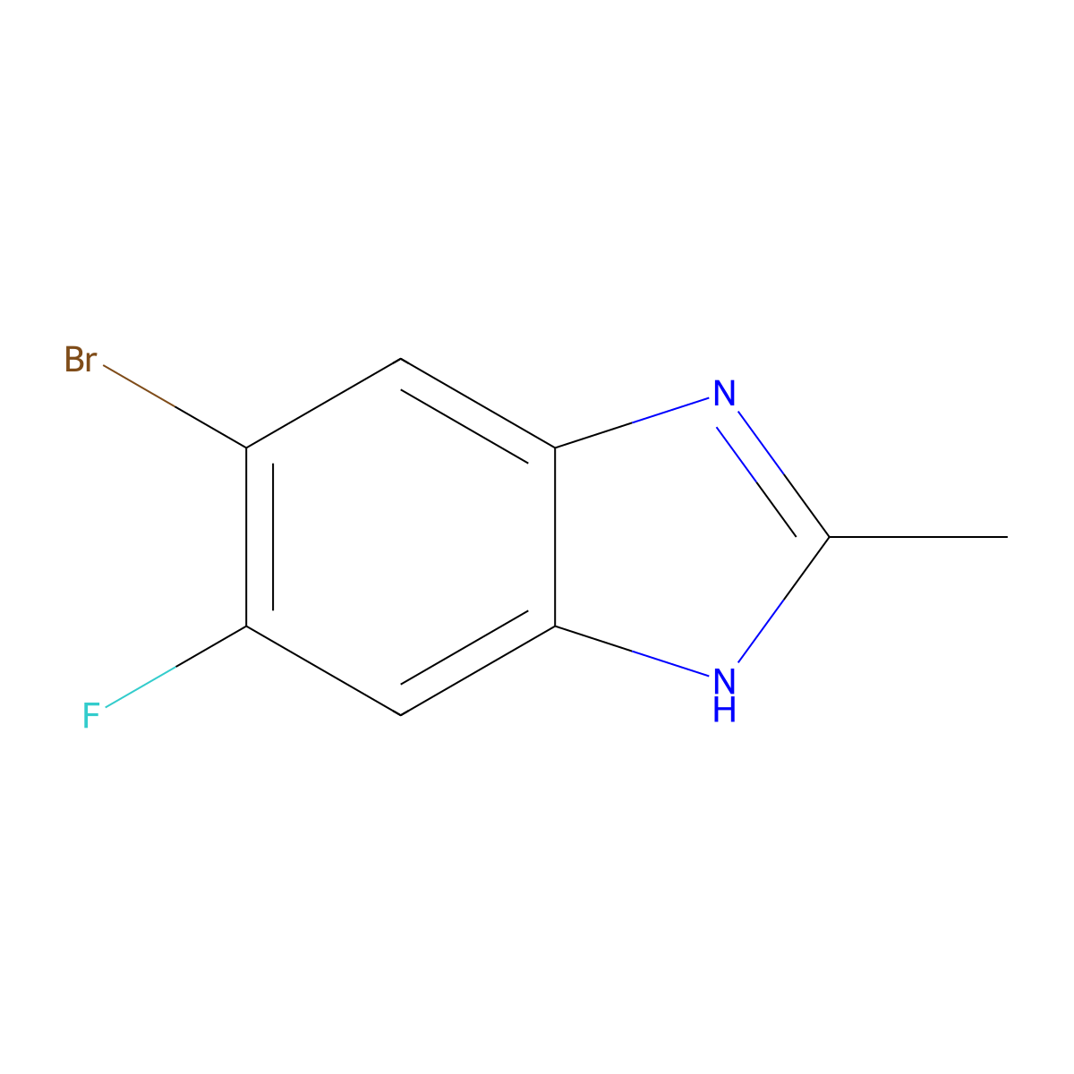 5-bromo-6-fluoro-2-methyl-1H-1,3-benzodiazole molecular structure, CAS 1256958-64-1