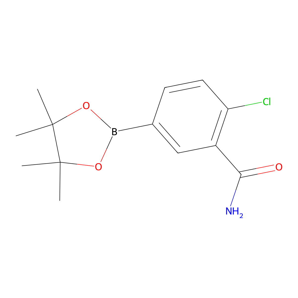 2-Chloro-5-(4,4,5,5-tetramethyl-1,3,2-dioxaborolan-2-yl)benzamide molecular structure, CAS 1256958-80-1