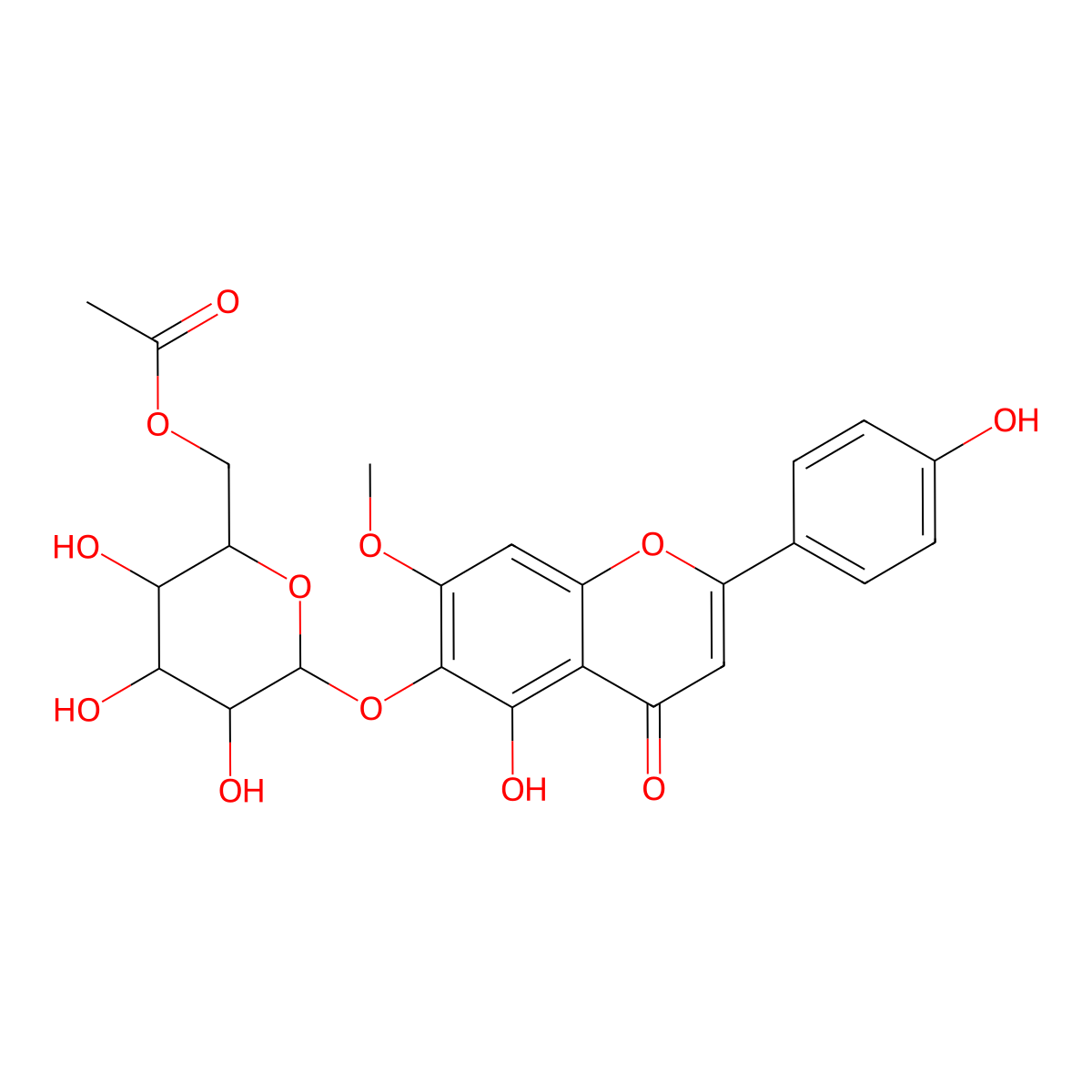 Ladanetin-6-O-|A-(6 inverted exclamation marka inverted exclamation marka-O-acetyl)glucoside molecular structure, CAS 1256959-27-9