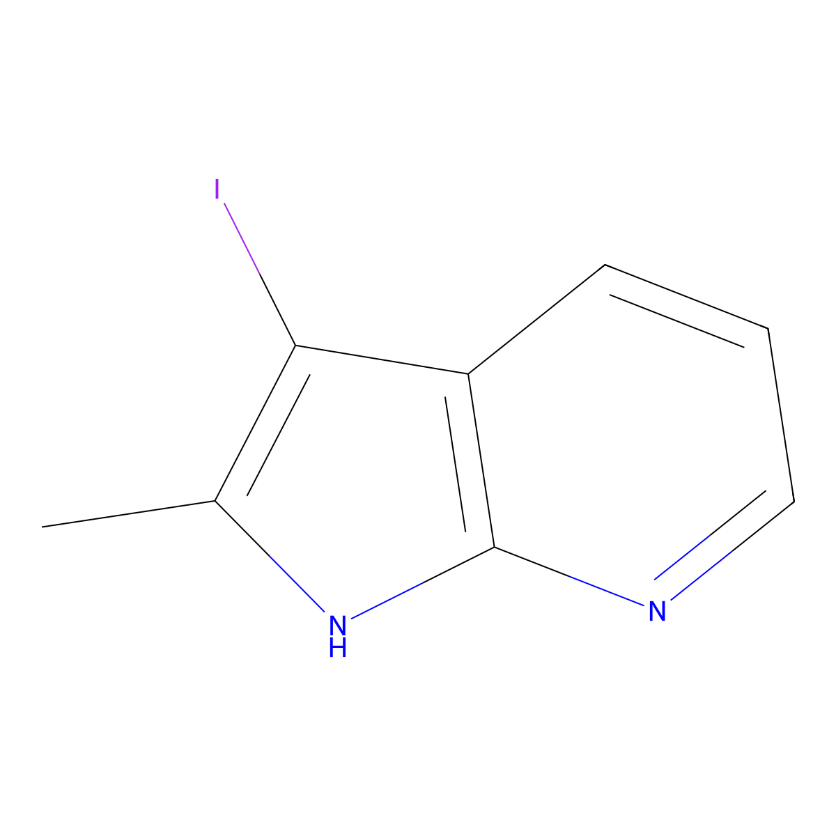 3-iodo-2-methyl-1H-pyrrolo[2,3-b]pyridine molecular structure, CAS 1256964-50-7