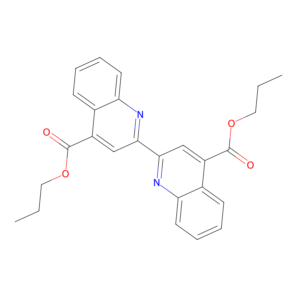 Propyl 2-[4-(propoxycarbonyl)quinolin-2-yl]quinoline-4-carboxylate molecular structure, CAS 1257-05-2