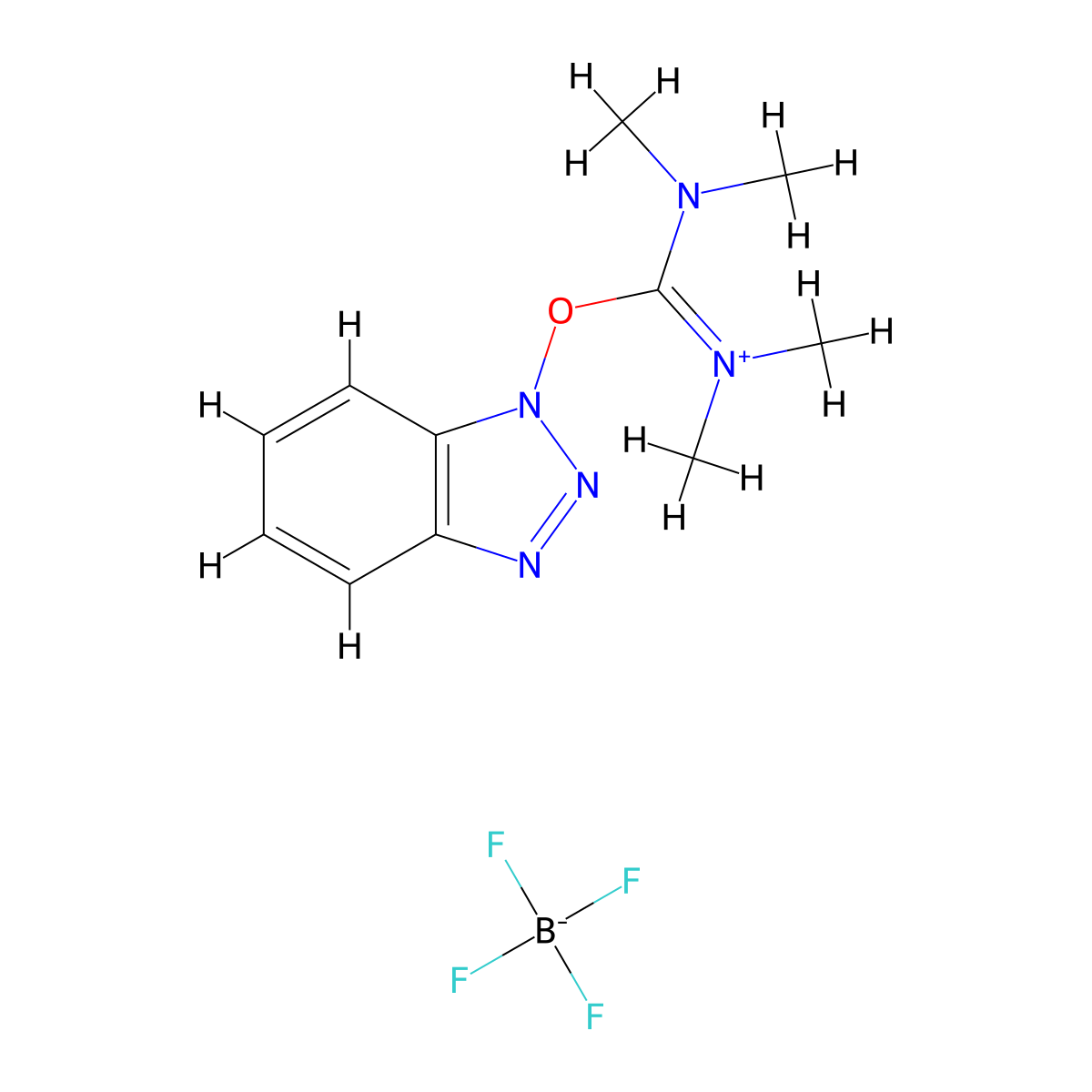 O-(Benzotriazol-1-yl)-N,N,N',N'-tetramethyluronium tetrafluoroborate molecular structure, CAS 125700-67-6