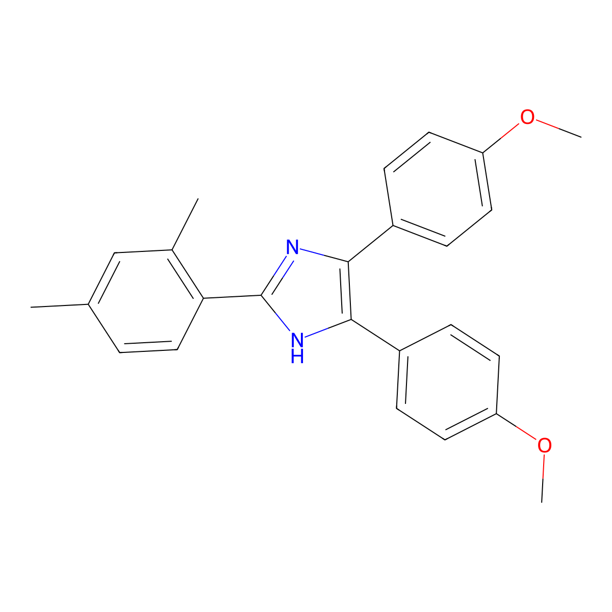 2-(2,4-Dimethylphenyl)-4,5-bis(4-methoxyphenyl)-1H-imidazole molecular structure, CAS 125701-97-5