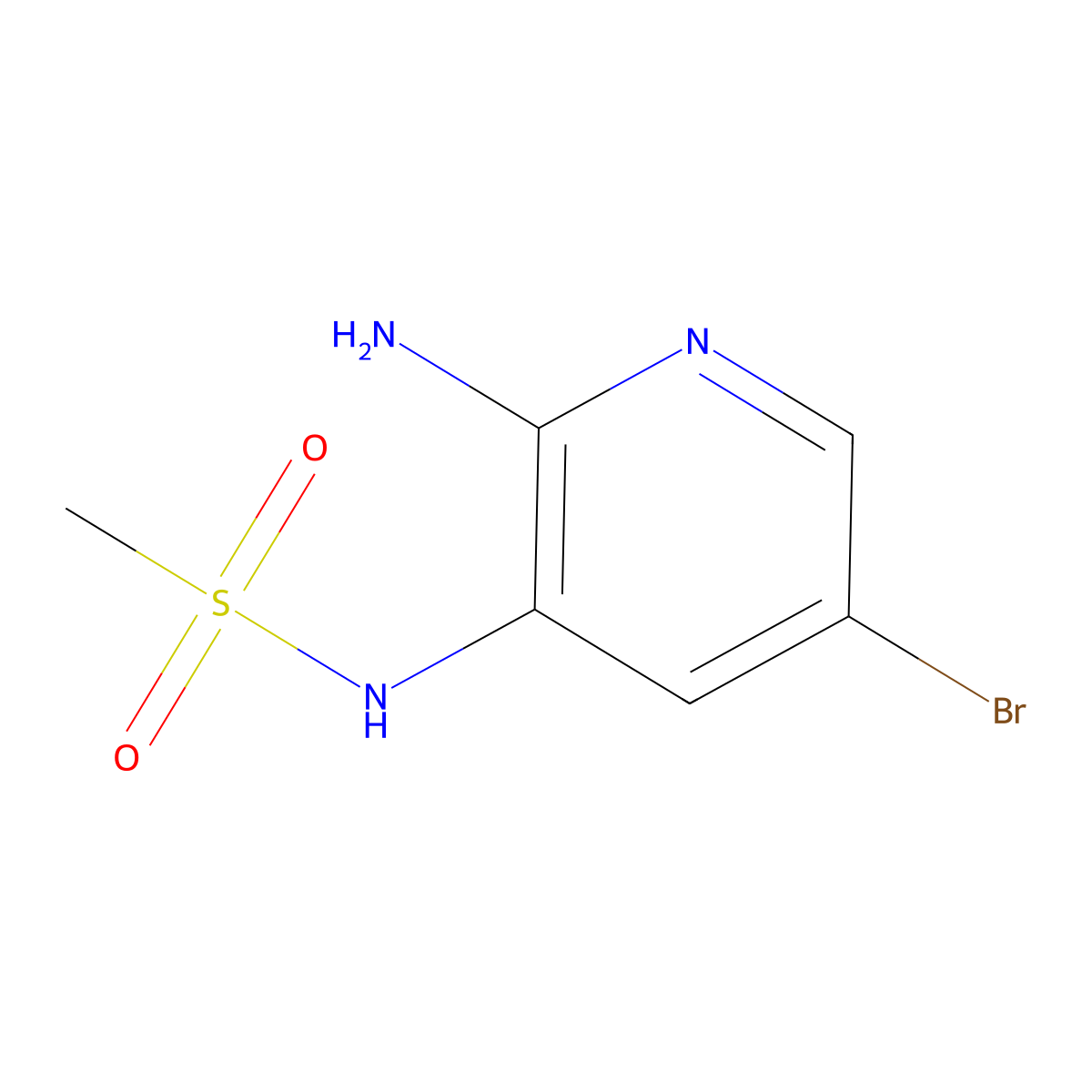 N-(2-amino-5-bromopyridin-3-yl)methanesulfonamide molecular structure, CAS 1257043-55-2