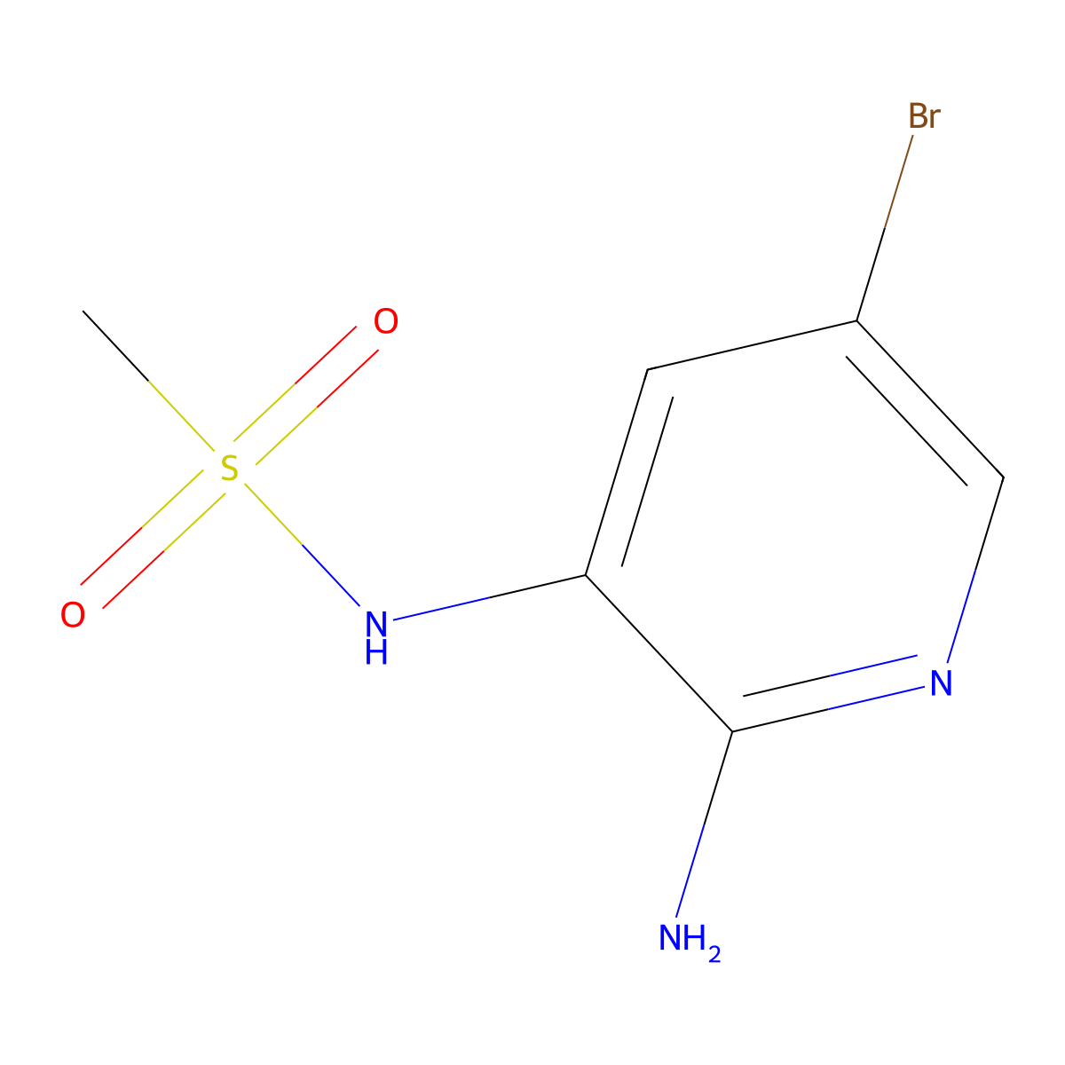 N-(2-amino-5-bromopyridin-3-yl)methanesulfonamide molecular structure, CAS 1257043-55-2