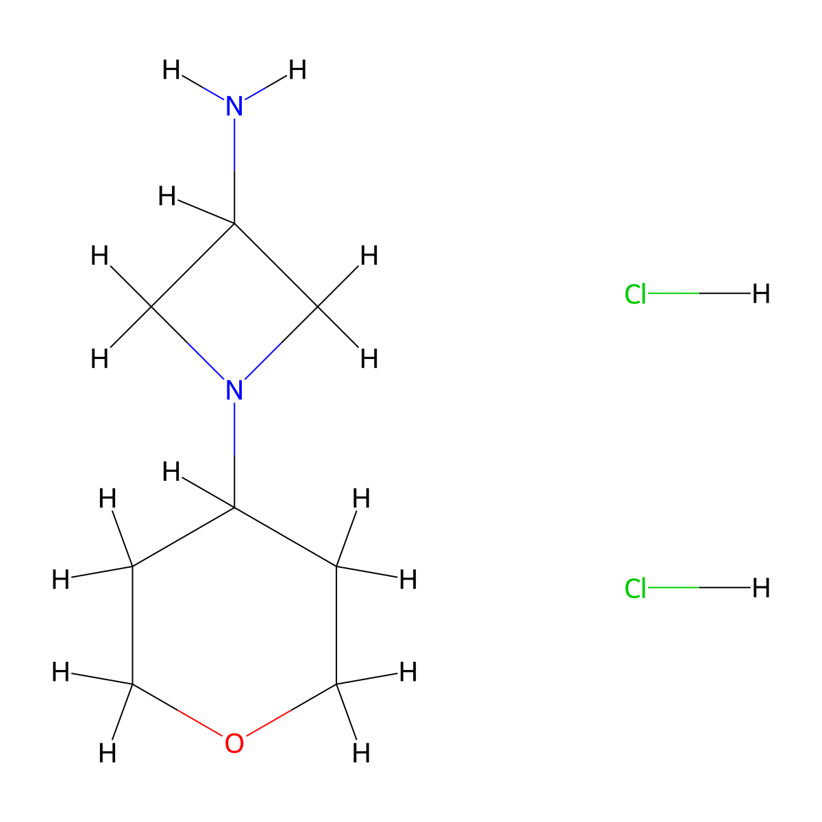 1-(Oxan-4-yl)azetidin-3-amine dihydrochloride molecular structure, CAS 1257045-99-0