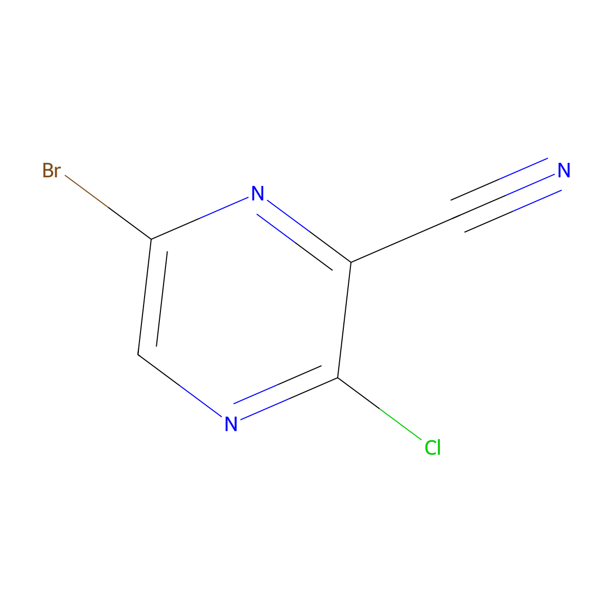 6-Bromo-3-chloropyrazine-2-carbonitrile molecular structure, CAS 1257072-34-6