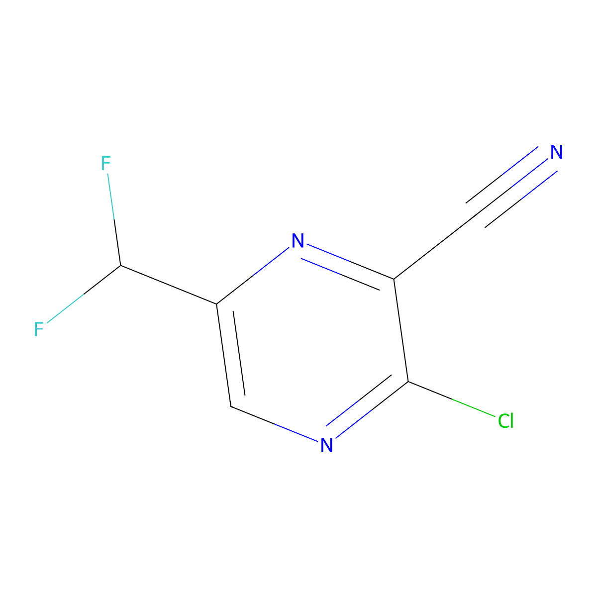 3-Chloro-6-(difluoromethyl)pyrazine-2-carbonitrile molecular structure, CAS 1257072-40-4