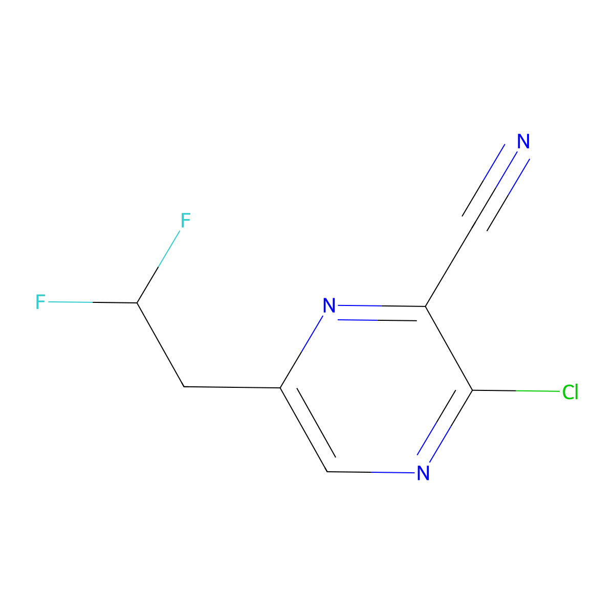 3-Chloro-6-(2,2-difluoroethyl)pyrazine-2-carbonitrile molecular structure, CAS 1257072-46-0
