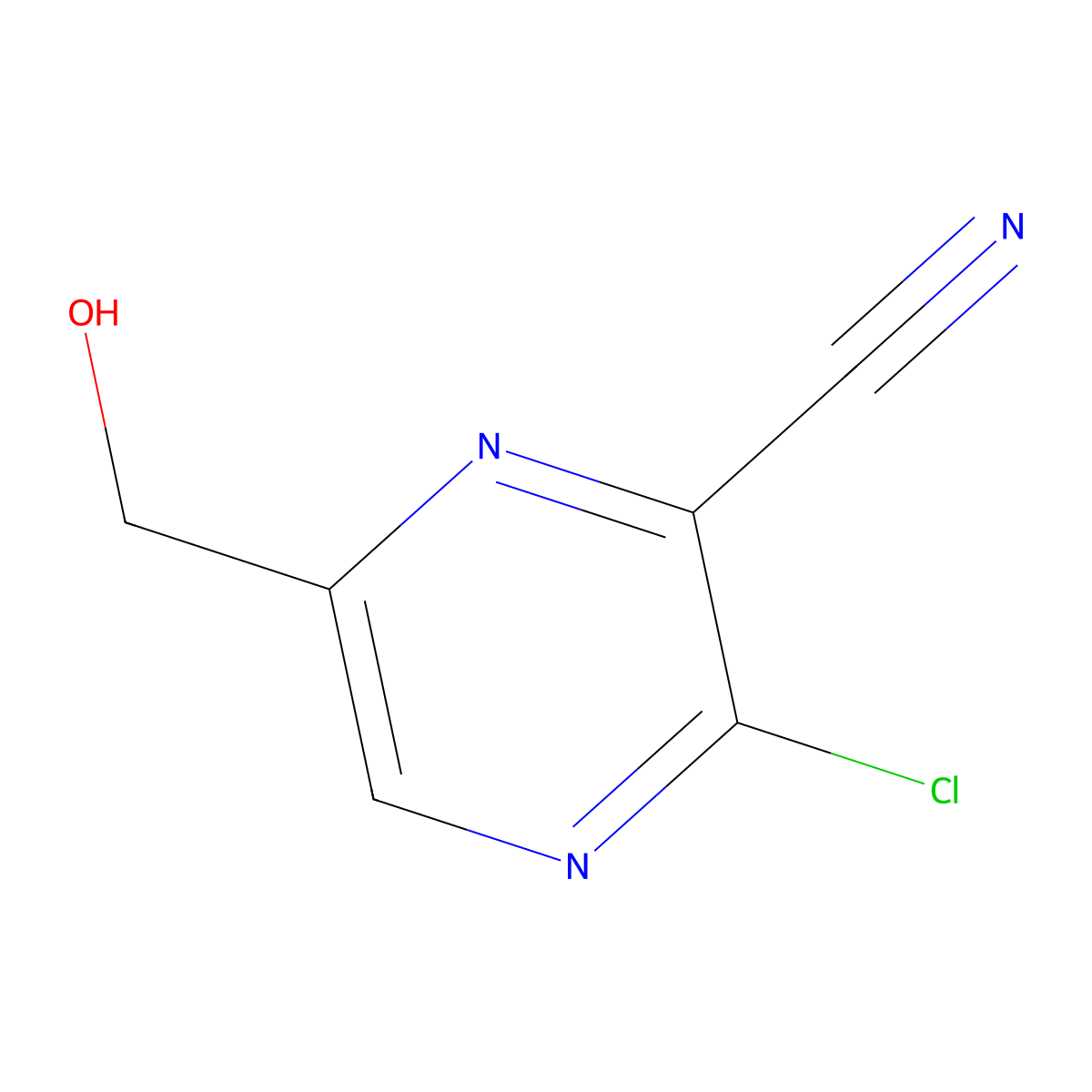 3-Chloro-6-(hydroxymethyl)pyrazine-2-carbonitrile molecular structure, CAS 1257072-48-2