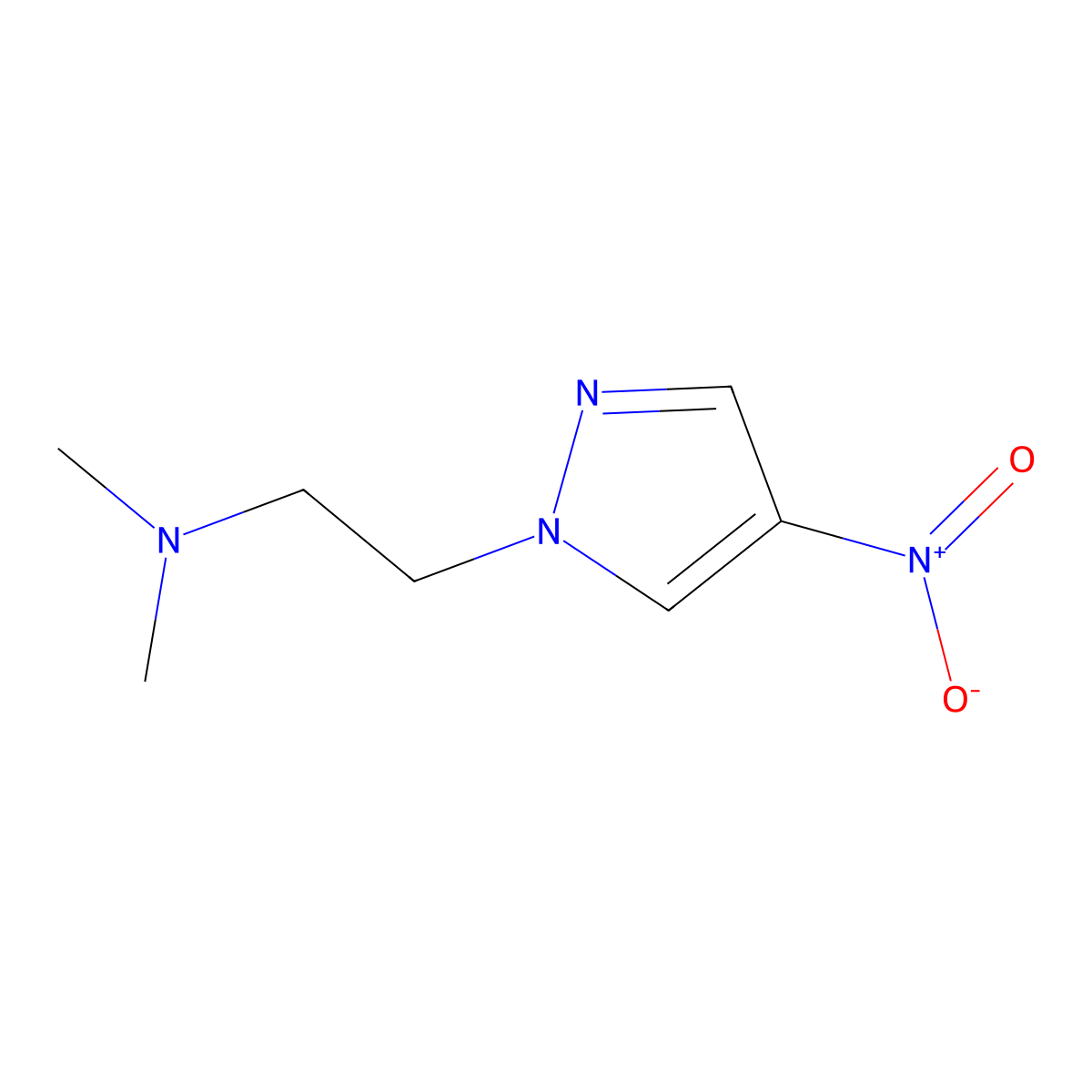 N,N-dimethyl-2-(4-nitro-1H-pyrazol-1-yl)ethanamine molecular structure, CAS 1257078-45-7