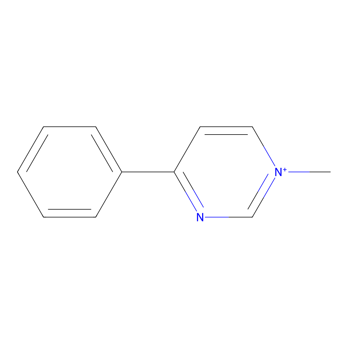 1-Methyl-4-phenylpyrimidin-1-ium molecular structure, CAS 125708-35-2