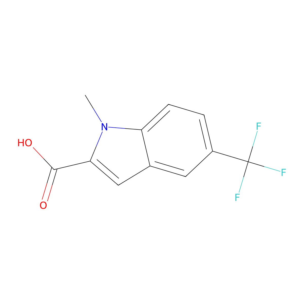 1-methyl-5-(trifluoromethyl)-1H-indole-2-carboxylic acid molecular structure, CAS 1257092-36-6