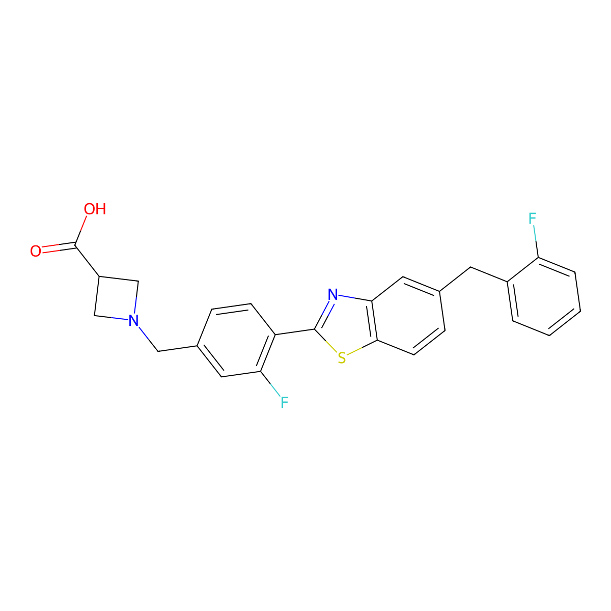 1-(3-Fluoro-4-(5-(2-fluorobenzyl)benzo[d]thiazol-2-yl)benzyl)azetidine-3-carboxylic acid molecular structure, CAS 1257093-40-5
