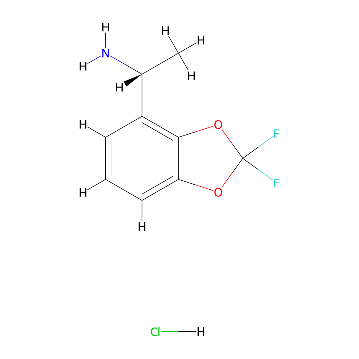 (R)-1-(2,2-Difluorobenzo[d][1,3]dioxol-4-yl)ethanamine hydrochloride molecular structure, CAS 1257106-39-0