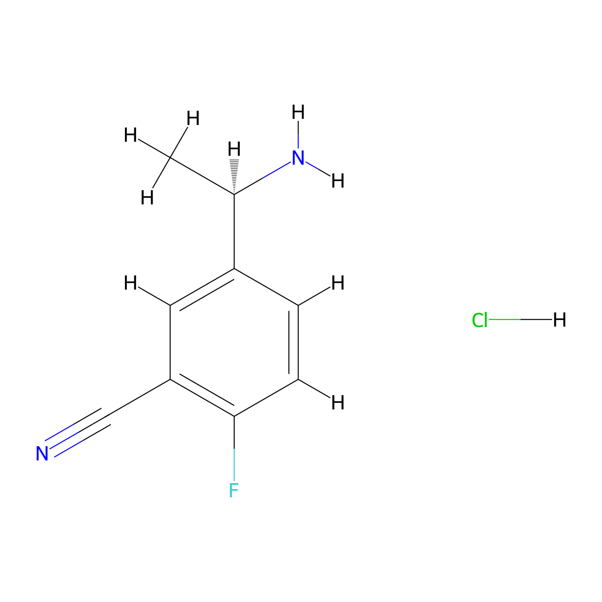 (R)-5-(1-Aminoethyl)-2-fluorobenzonitrile hydrochloride molecular structure, CAS 1257106-71-0