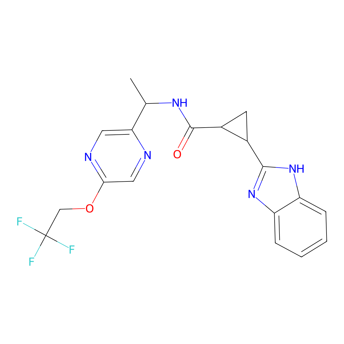 (1S,2S)-2-(1H-benzimidazol-2-yl)-N-[(1R)-1-[5-(2,2,2-trifluoroethoxy)pyrazin-2-yl]ethyl]cyclopropane-1-carboxamide molecular structure, CAS 1257116-00-9