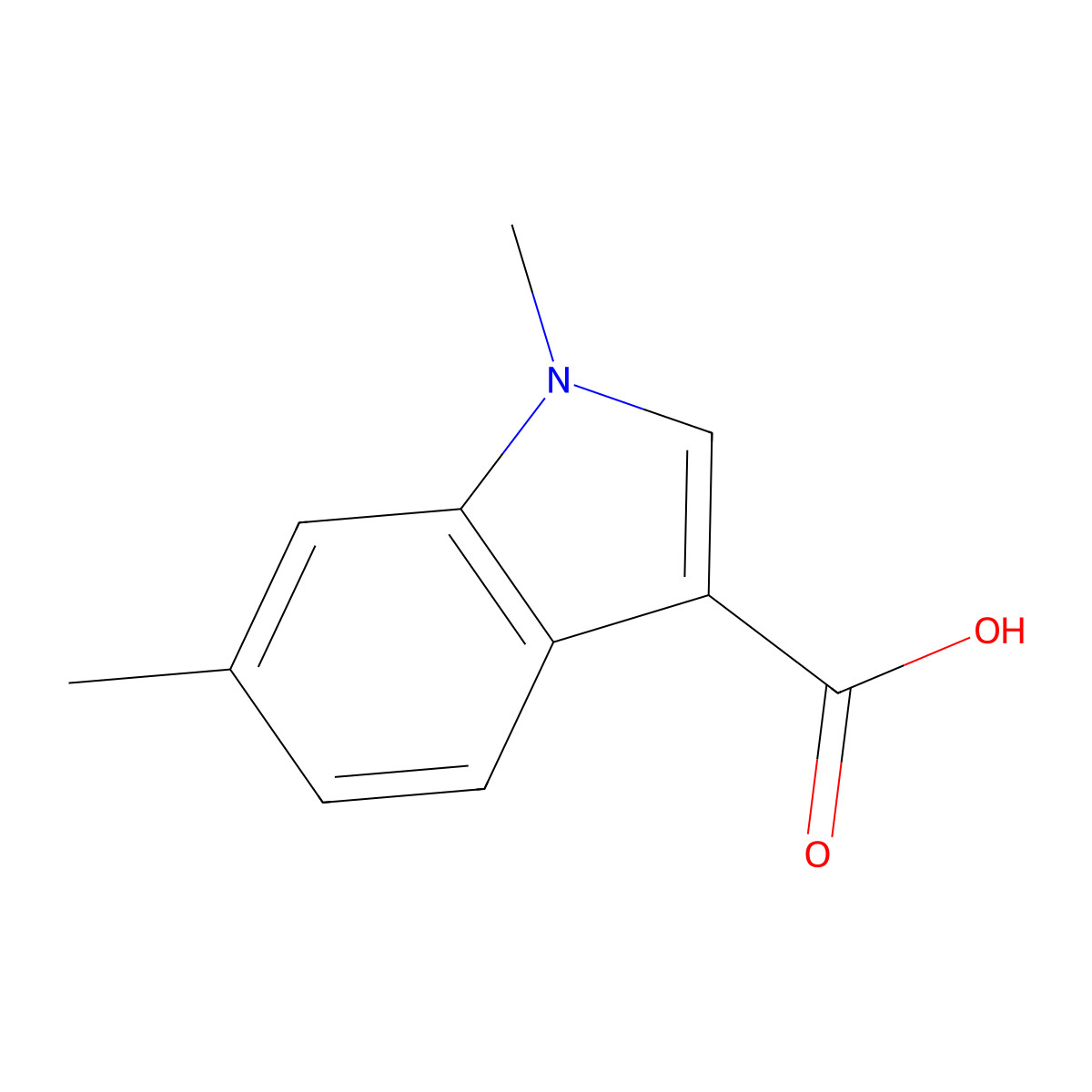 1,6-dimethyl-1H-indole-3-carboxylic acid molecular structure, CAS 1257122-36-3