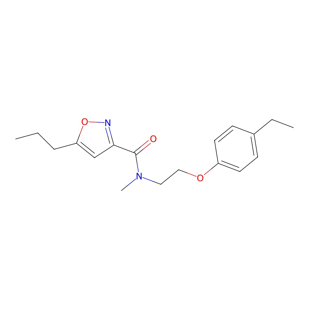 3-Isoxazolecarboxamide, N-[2-(4-ethylphenoxy)ethyl]-N-methyl-5-propyl- molecular structure, CAS 1257122-38-5