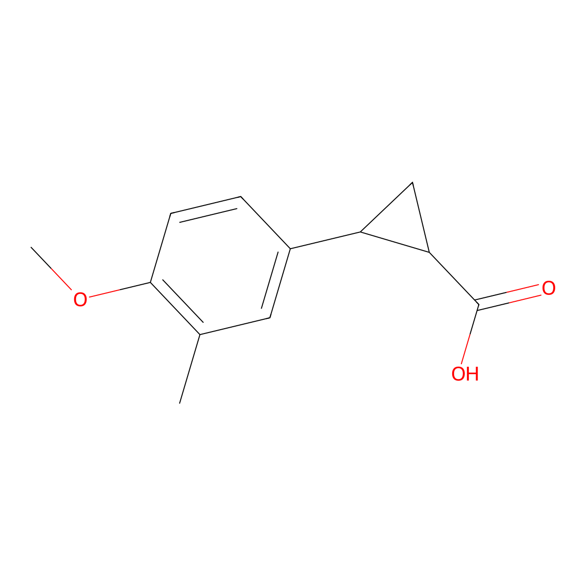 rac-(1R,2R)-2-(4-methoxy-3-methylphenyl)cyclopropane-1-carboxylic acid molecular structure, CAS 1257122-69-2