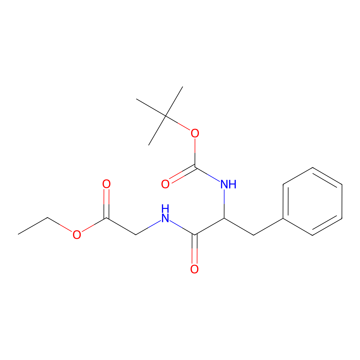 Ethyl 2-(2-(tert-butoxycarbonylamino)-3-phenylpropanamido)acetate molecular structure, CAS 125719-13-3