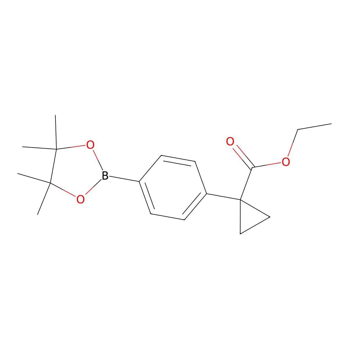 Ethyl 1-(4-(4,4,5,5-tetramethyl-1,3,2-dioxaborolan-2-yl)phenyl)cyclopropanecarboxylate molecular structure, CAS 1257213-52-7