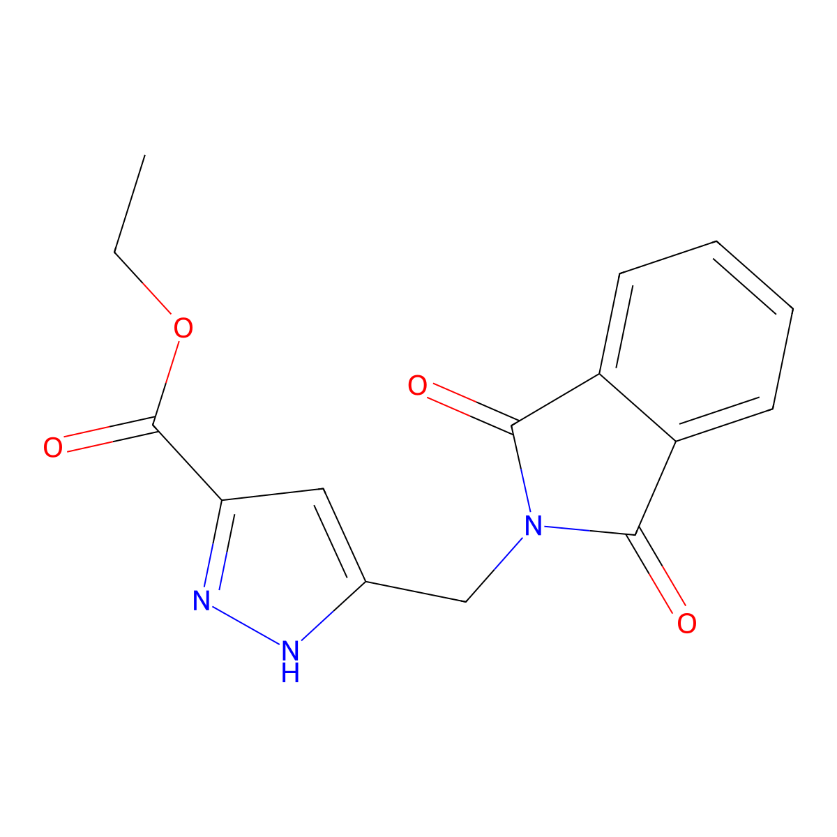 Ethyl 5-[(1,3-dihydro-1,3-dioxo-2H-isoindol-2-YL)methyl]-1H-pyrazole-3-carboxylate molecular structure, CAS 1257225-38-9