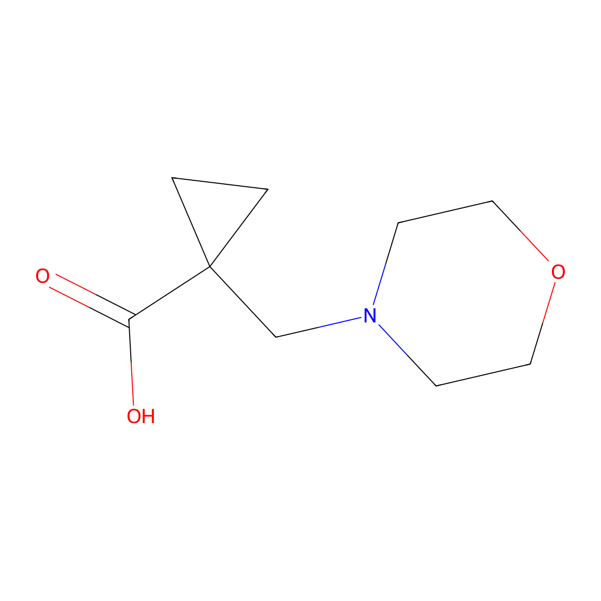 1-(Morpholinomethyl)cyclopropanecarboxylic acid molecular structure, CAS 1257236-69-3