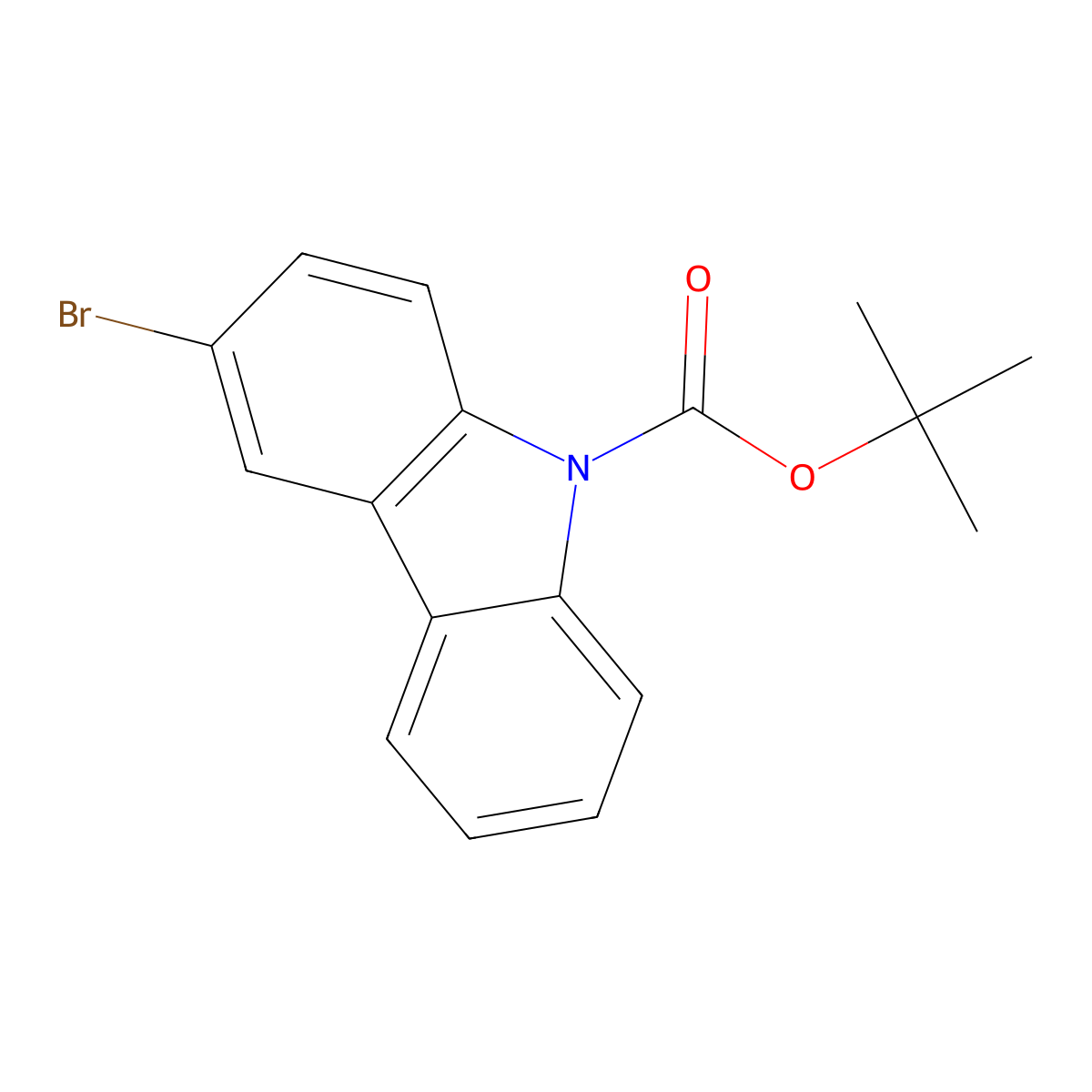 tert-butyl 3-bromo-9H-carbazole-9-carboxylate molecular structure, CAS 1257248-29-5
