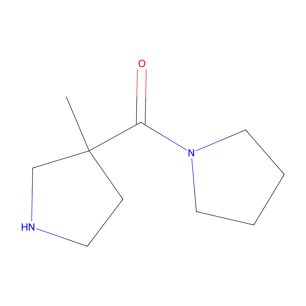 (3-Methylpyrrolidin-3-yl)(pyrrolidin-1-yl)methanone molecular structure, CAS 1257293-59-6