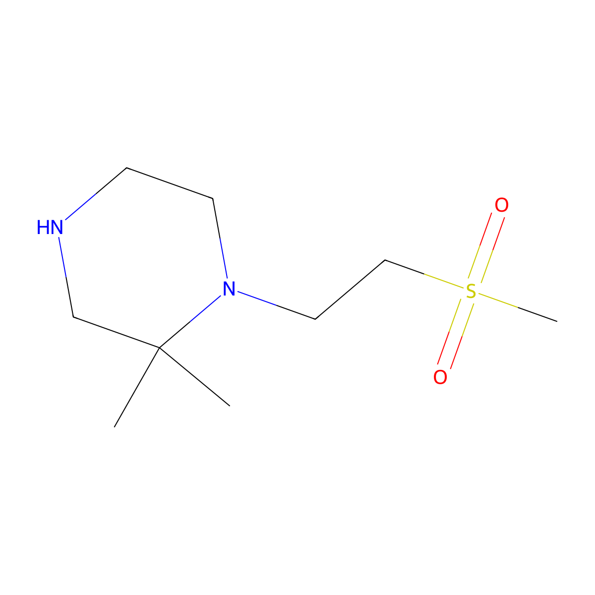 2,2-Dimethyl-1-(2-(methylsulfonyl)ethyl)piperazine molecular structure, CAS 1257293-61-0